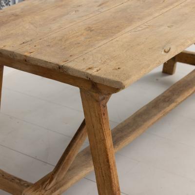 Early 19th c Italian Pine Trestle Table in Original Patina