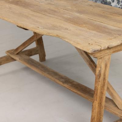 Early 19th c Italian Pine Trestle Table in Original Patina