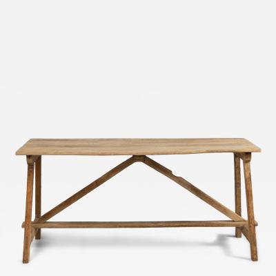 Early 19th c Italian Pine Trestle Table in Original Patina