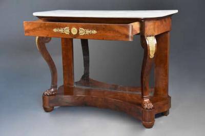 Early 19th century French Charles X mahogany marble top console table