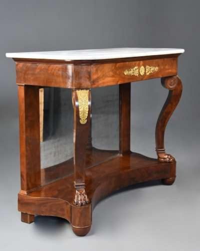 Early 19th century French Charles X mahogany marble top console table