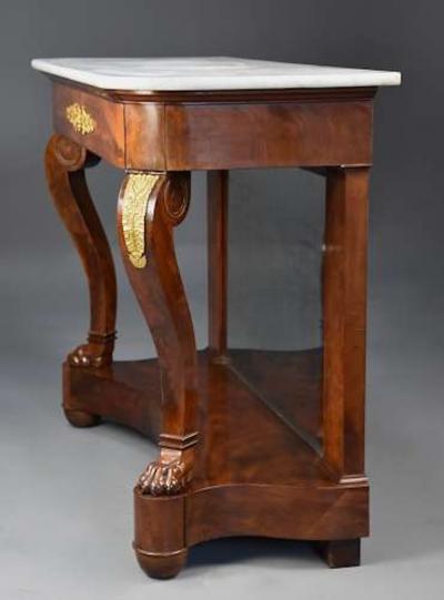 Early 19th century French Charles X mahogany marble top console table