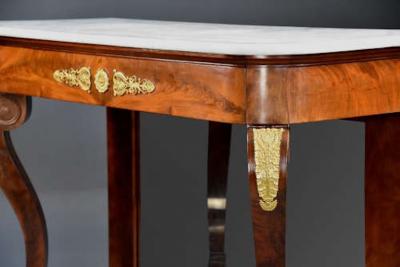 Early 19th century French Charles X mahogany marble top console table