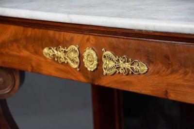 Early 19th century French Charles X mahogany marble top console table