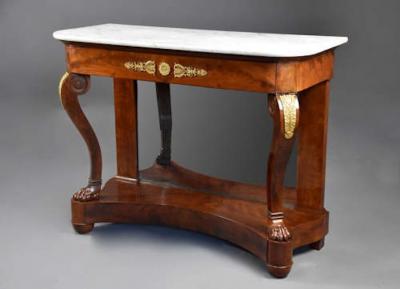 Early 19th century French Charles X mahogany marble top console table