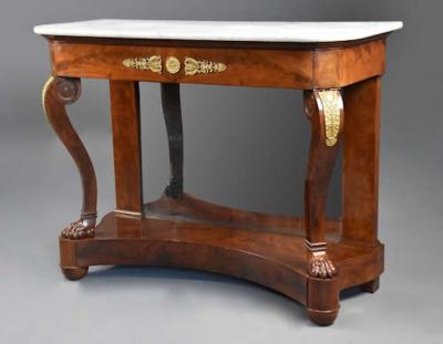 Early 19th century French Charles X mahogany marble top console table