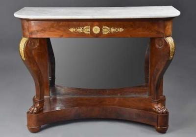 Early 19th century French Charles X mahogany marble top console table