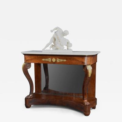 Early 19th century French Charles X mahogany marble top console table