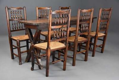 Early 19th century sycamore trestle ended tavern table of fine patina