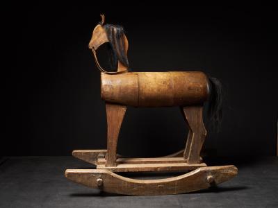 Early 20th C Antique Wooden Rocking Horse