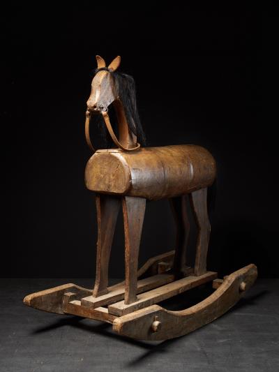 Early 20th C Antique Wooden Rocking Horse
