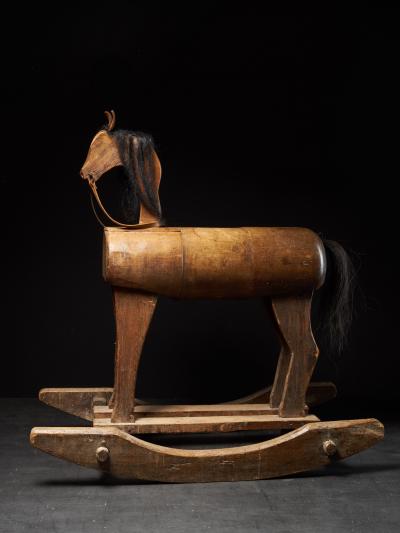 Early 20th C Antique Wooden Rocking Horse