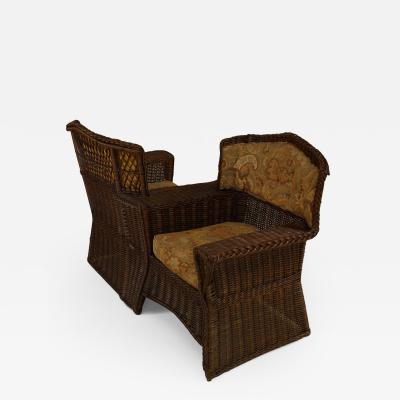 Early 20th Century American Mission Natural Wicker Te te a Te te