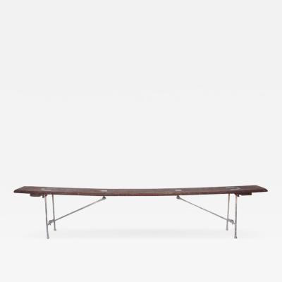Early 20th Century Auxiliary Staten Island Folding Hickory and Bronze Bench