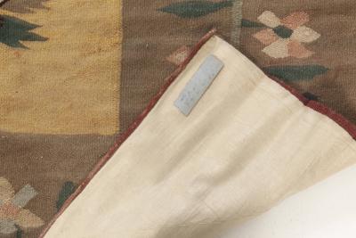 Early 20th Century Bessarabian Floral Brown Green Pink and Yellow Rug
