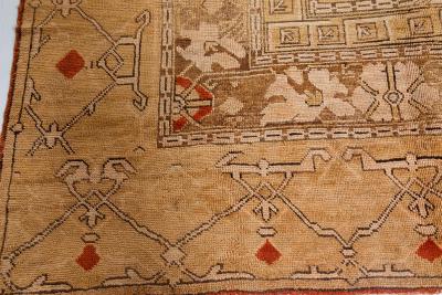 Early 20th Century Bold Turkish Oushak Brown Beige Handmade Wool Rug