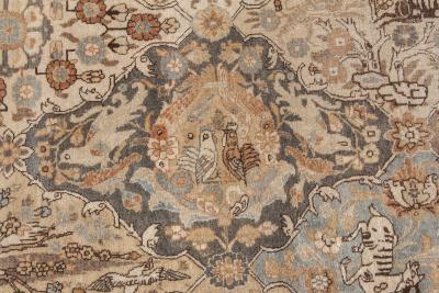 Early 20th Century Botanic Persian Tabriz Handmade Wool Rug