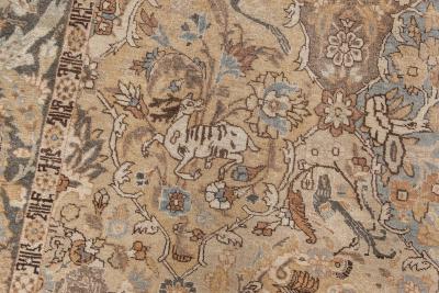 Early 20th Century Botanic Persian Tabriz Handmade Wool Rug