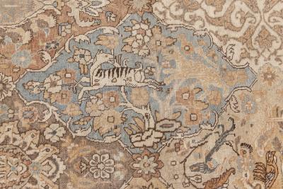 Early 20th Century Botanic Persian Tabriz Handmade Wool Rug