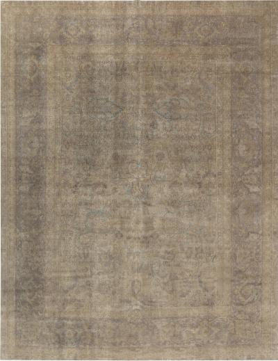 Early 20th Century Botanic Turkish Sivas Sandy Beige Mauve Brown Teal Wool Rug
