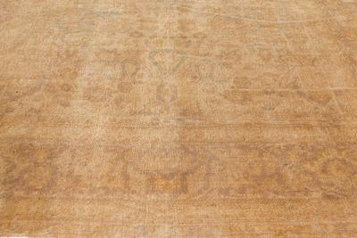 Early 20th Century Botanic Turkish Sivas Sandy Beige Mauve Brown Teal Wool Rug