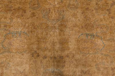 Early 20th Century Botanic Turkish Sivas Sandy Beige Mauve Brown Teal Wool Rug