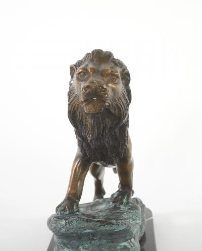 Early 20th Century Bronze Marble Lion Sculpture