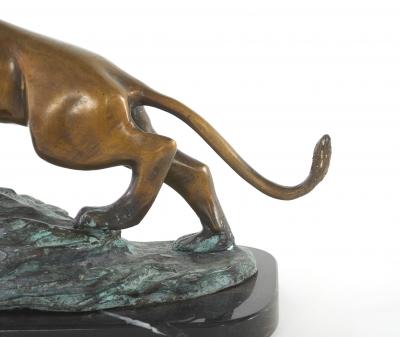 Early 20th Century Bronze Marble Lion Sculpture