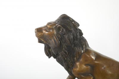 Early 20th Century Bronze Marble Lion Sculpture