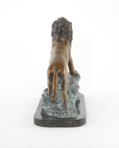 Early 20th Century Bronze Marble Lion Sculpture