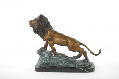 Early 20th Century Bronze Marble Lion Sculpture