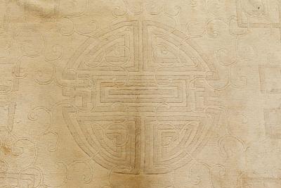 Early 20th Century Chinese Beige and Blue Handmade Wool Rug