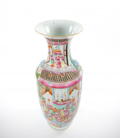 Early 20th Century Chinese Export Famille Rose 100 Boys Porcelain Floor Vase