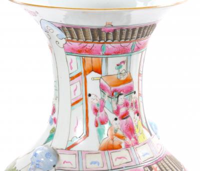 Early 20th Century Chinese Export Famille Rose 100 Boys Porcelain Floor Vase