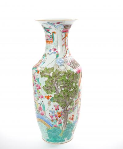 Early 20th Century Chinese Export Famille Rose 100 Boys Porcelain Floor Vase