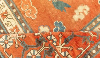 Early 20th Century Chinese Royal Crimson and Blue Handwoven Wool Rug