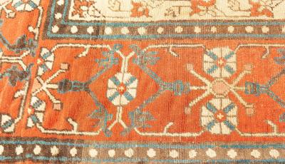 Early 20th Century Chinese Royal Crimson and Blue Handwoven Wool Rug