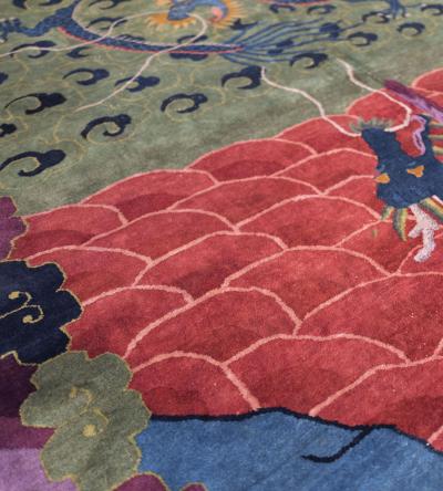 Early 20th Century Colorful Handwoven Wool Chinese Rug