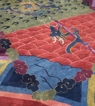 Early 20th Century Colorful Handwoven Wool Chinese Rug