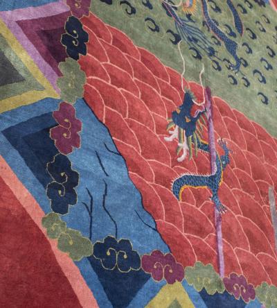 Early 20th Century Colorful Handwoven Wool Chinese Rug