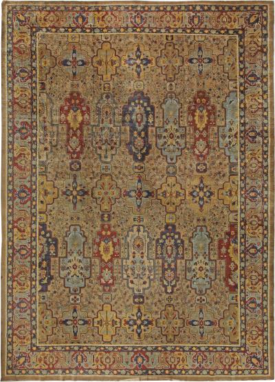 Early 20th Century Colorful Indian Handmade Wool Carpet