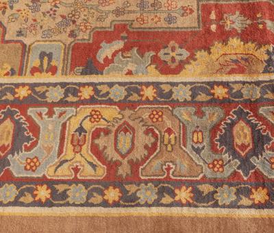 Early 20th Century Colorful Indian Handmade Wool Carpet