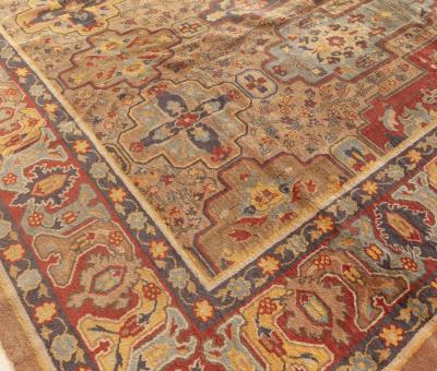Early 20th Century Colorful Indian Handmade Wool Carpet