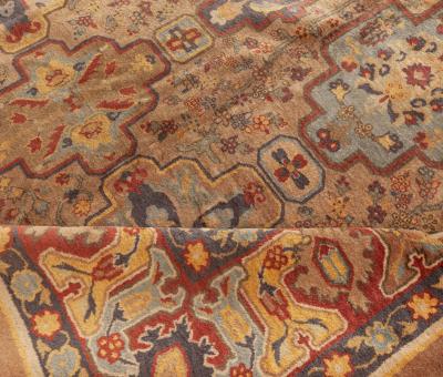 Early 20th Century Colorful Indian Handmade Wool Carpet
