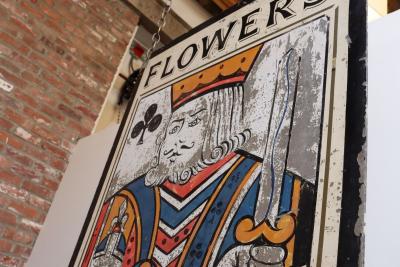 Early 20th Century Double Sided Kings Head Hand Painted Metal English Pub Sign