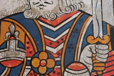 Early 20th Century Double Sided Kings Head Hand Painted Metal English Pub Sign