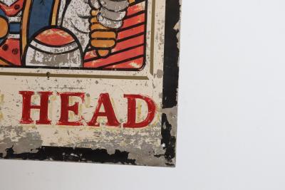 Early 20th Century Double Sided Kings Head Hand Painted Metal English Pub Sign