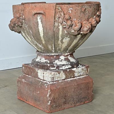 Early 20th Century English Compton Terracotta Pot on Pedestal