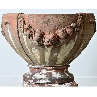 Early 20th Century English Compton Terracotta Pot on Pedestal