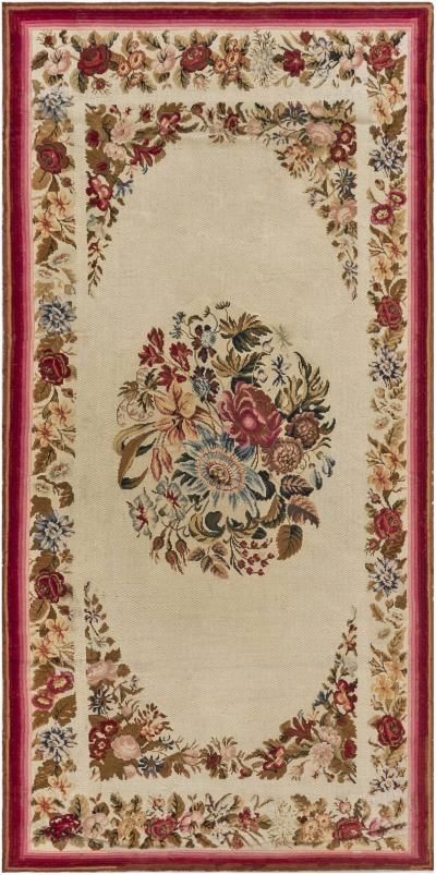 Early 20th Century English Floral Needlework Rug